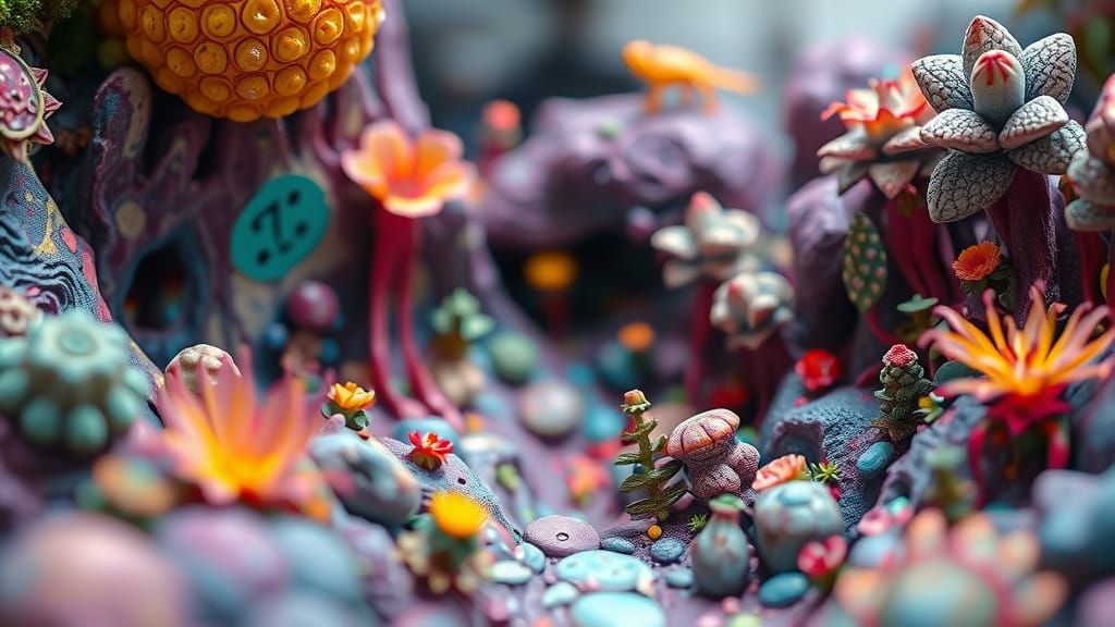 Surreal Alien Biome in Polychromatic Graffiti Art Style