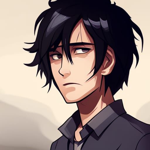 Tired Boy with Black Hair: Concept Art