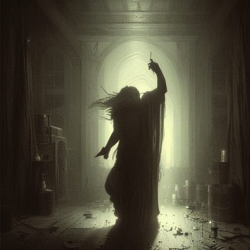 Horror Old Fashioned Cocktail in Doré Style