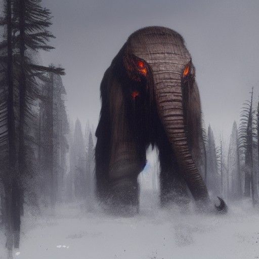 Sinister Mammoth in Dark Fantasy Style