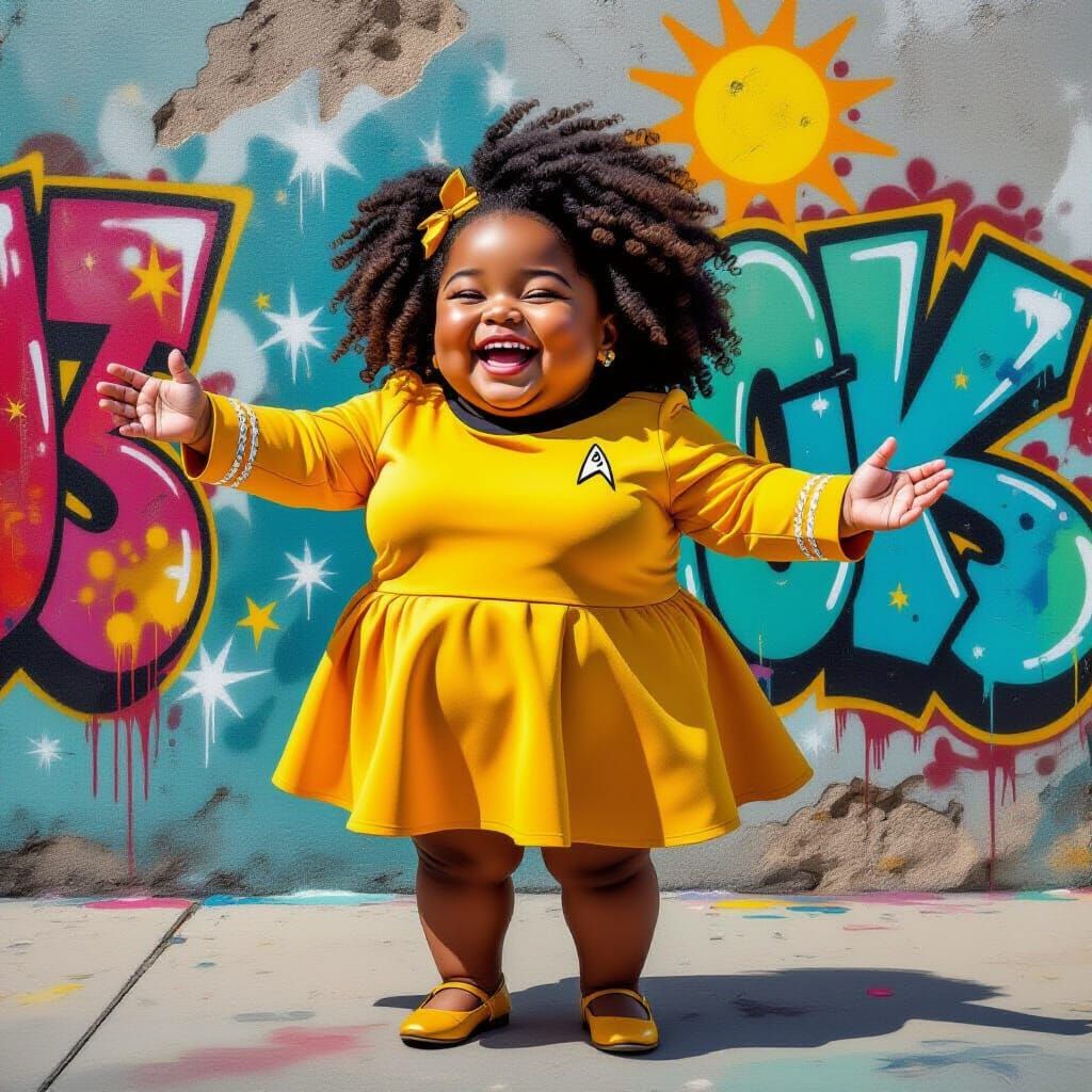 Young Girl Dressed as Lt. Uhura on Star Trek Day