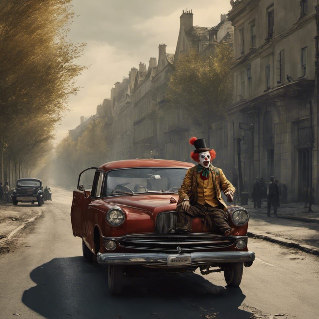 Clown Car Breakdown, Impressionist Style
