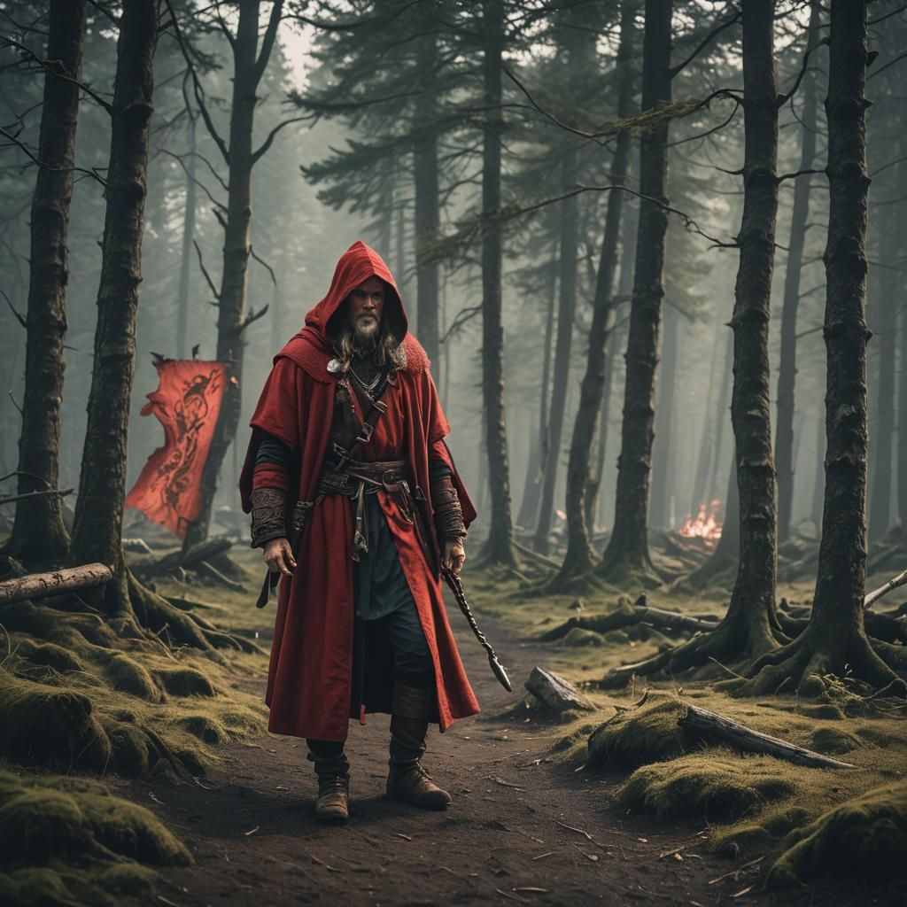 Valheim Viking Mage in Red Eitr Robe