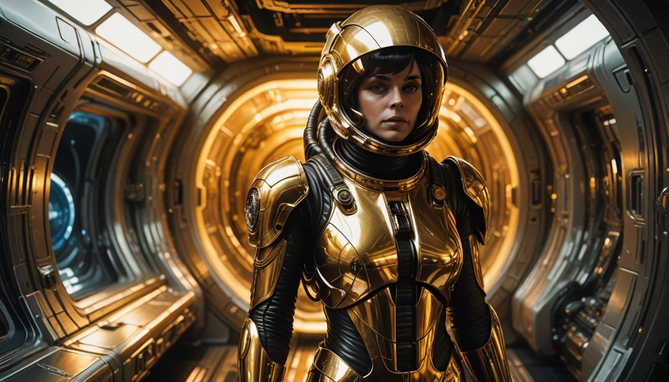 Ethereal Astronaut in Monochromatic Spacesuit