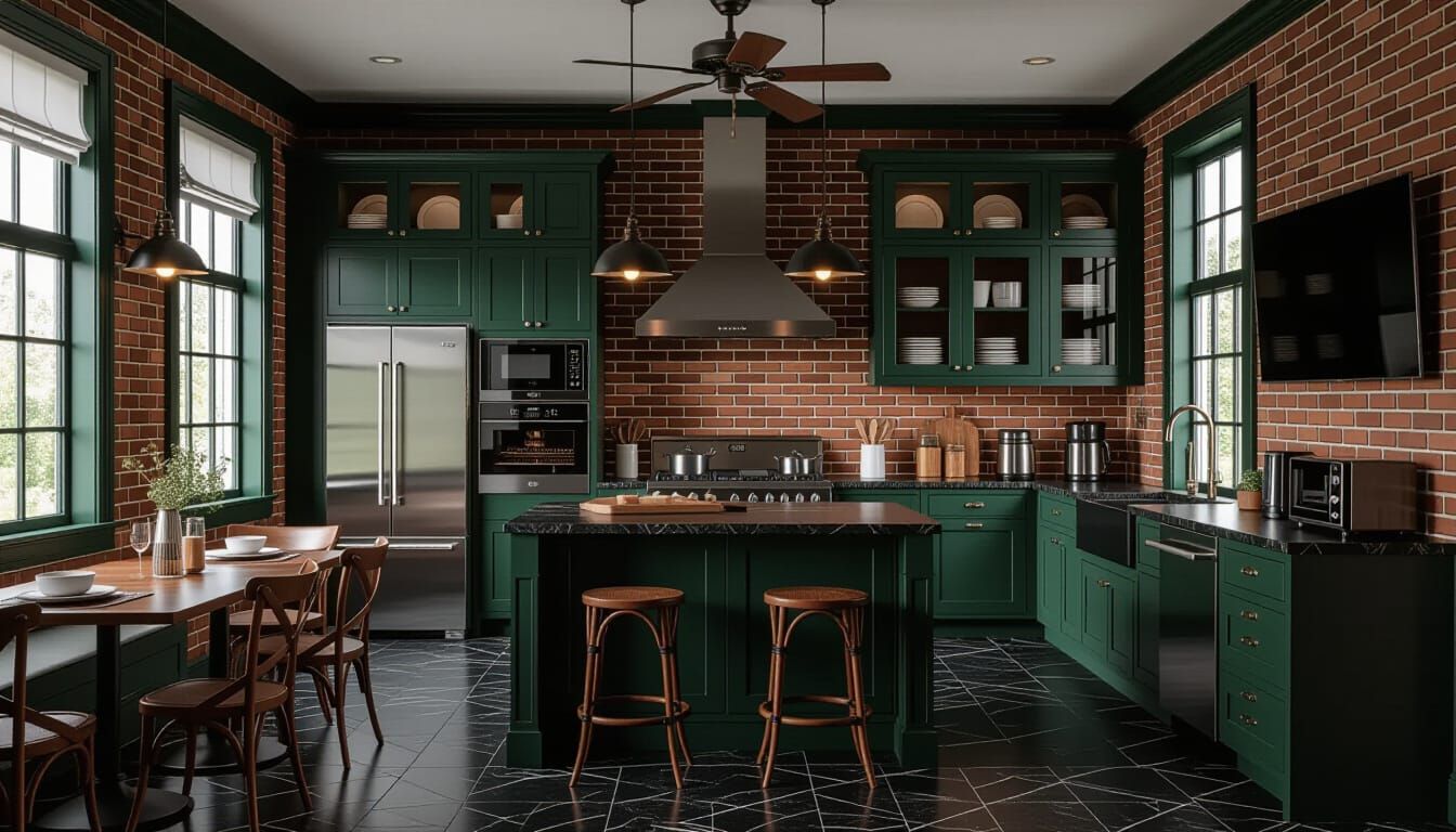 Victorian Kitchen with Modern Appliances, Digital Matte Pain...