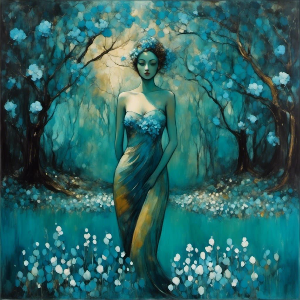 Enchanted Spring Forest with Blue Hyacinths