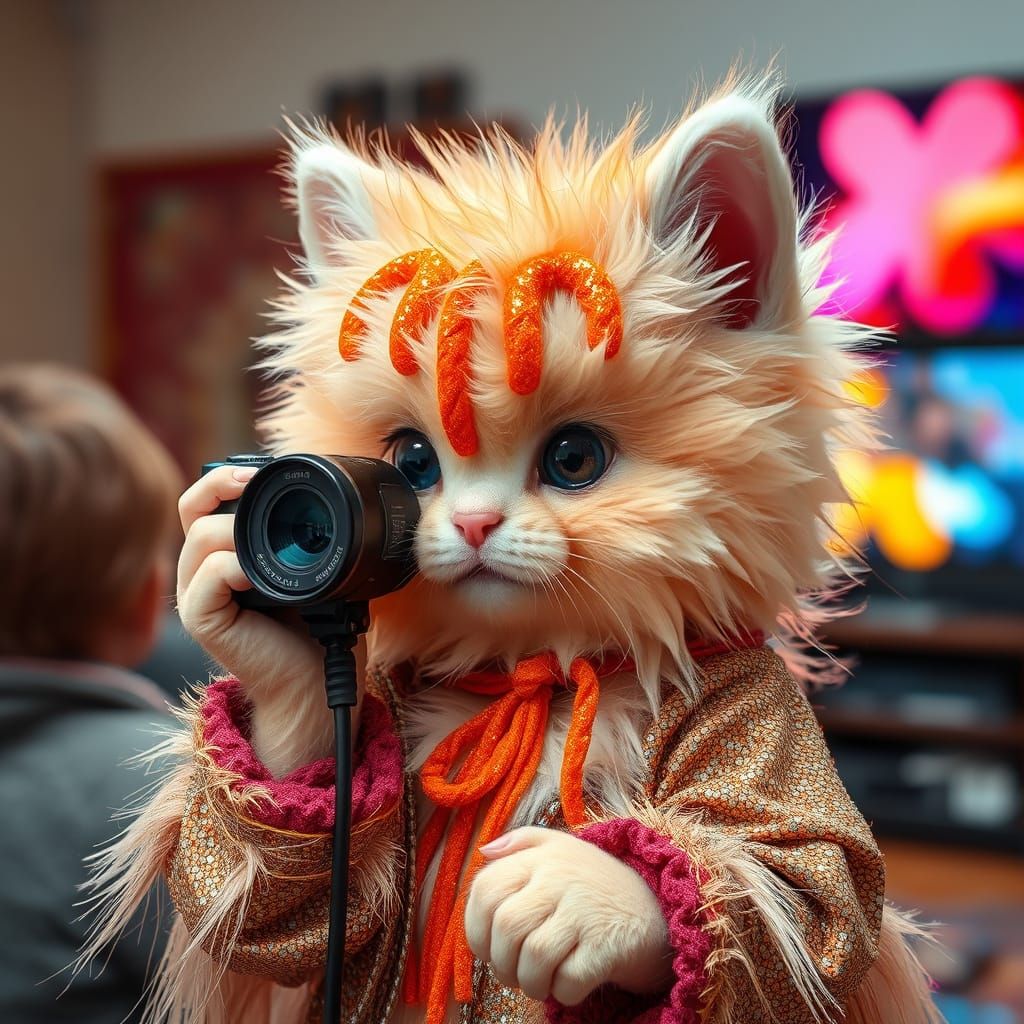 Cute fluffy intricate combination of dripped with glittering...