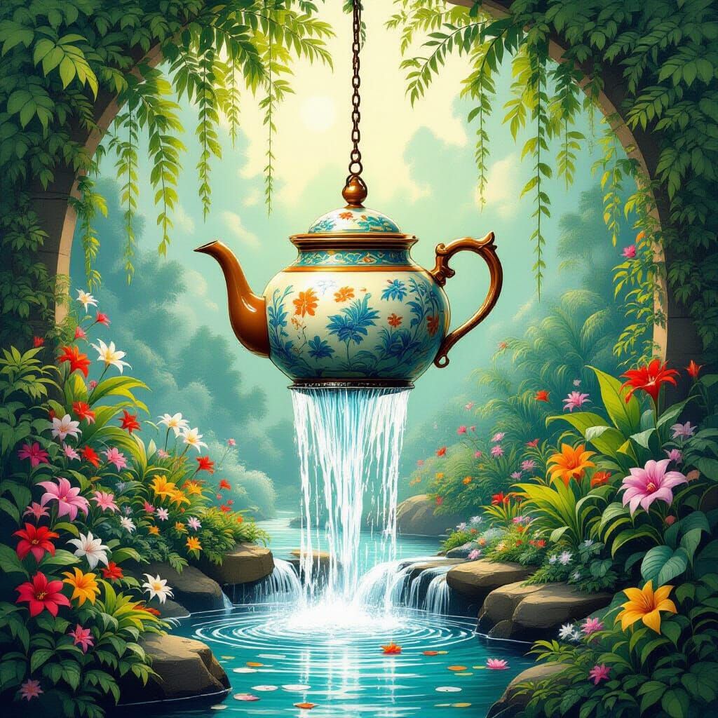 Waterfall from teapot