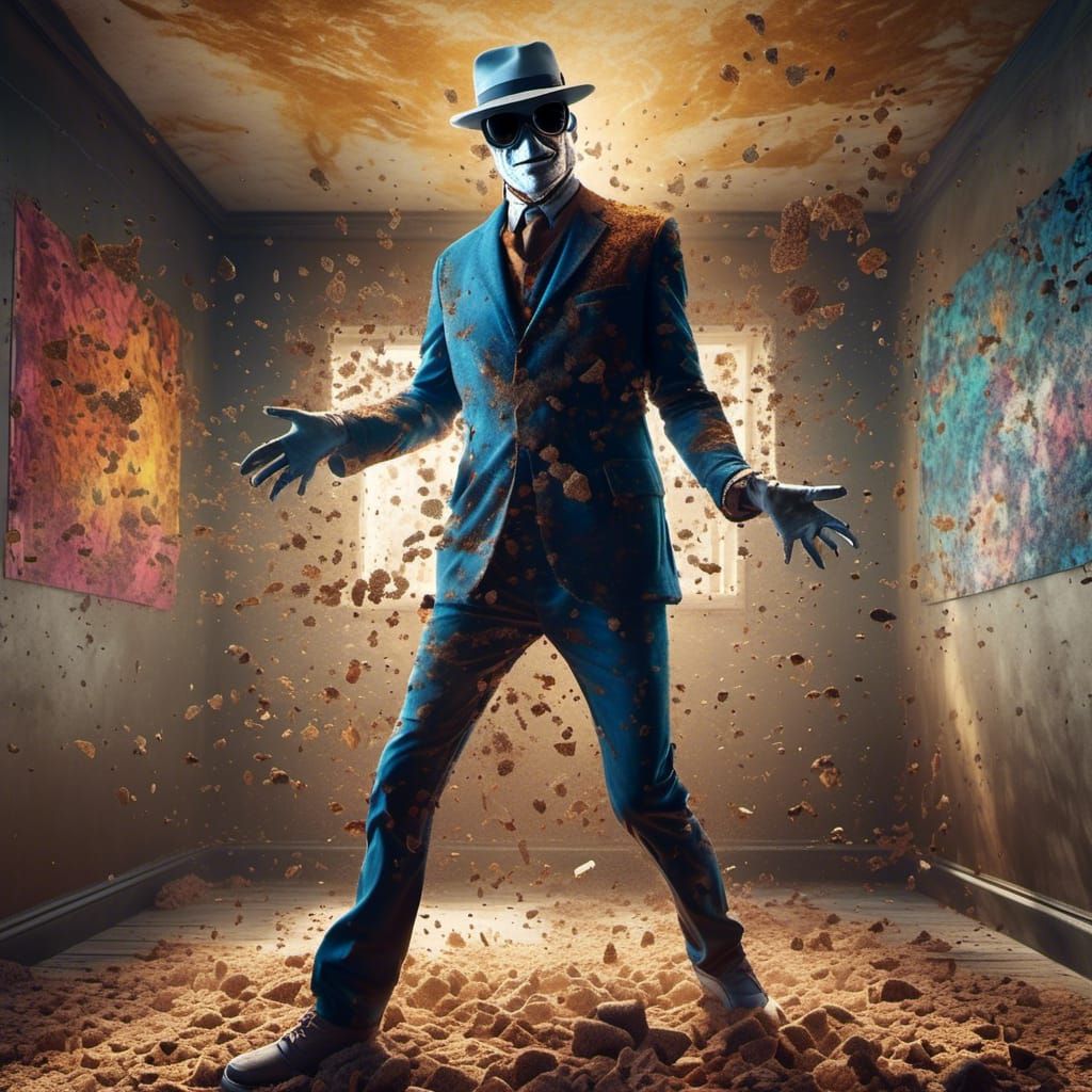 Invisible Man's Outline in Hyperrealistic Dusty Room