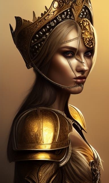 Beautiful Armored Queen with Golden Crown