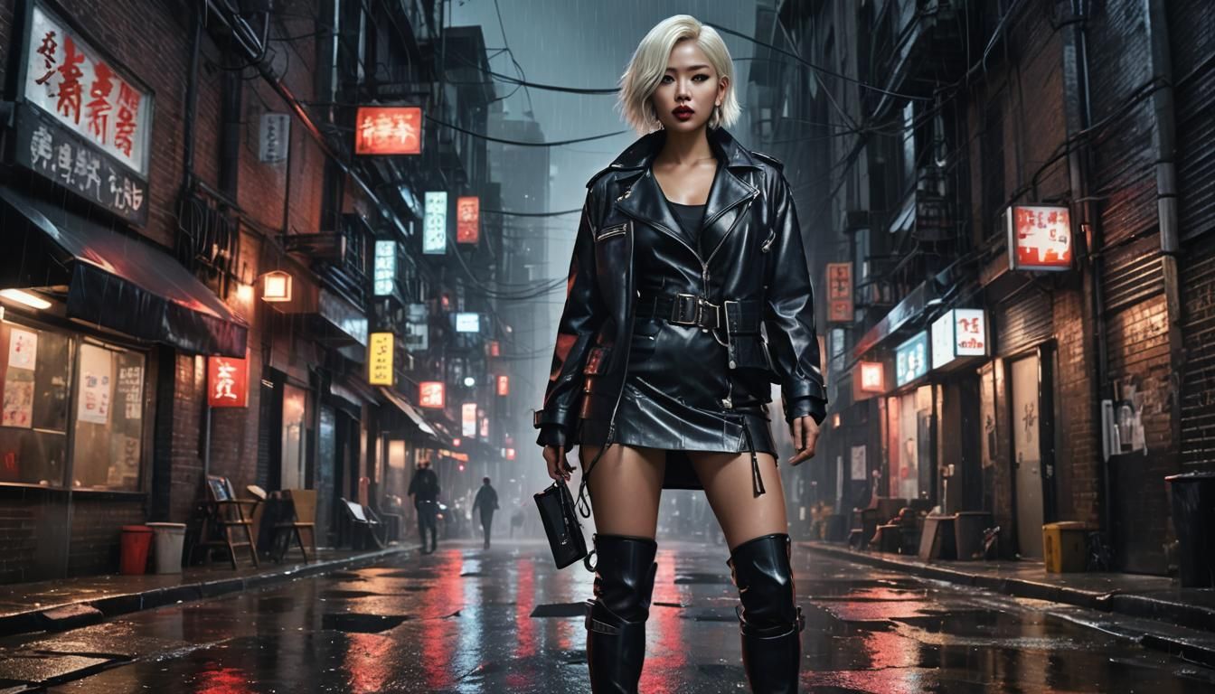 Beautiful woman + Leather jacket