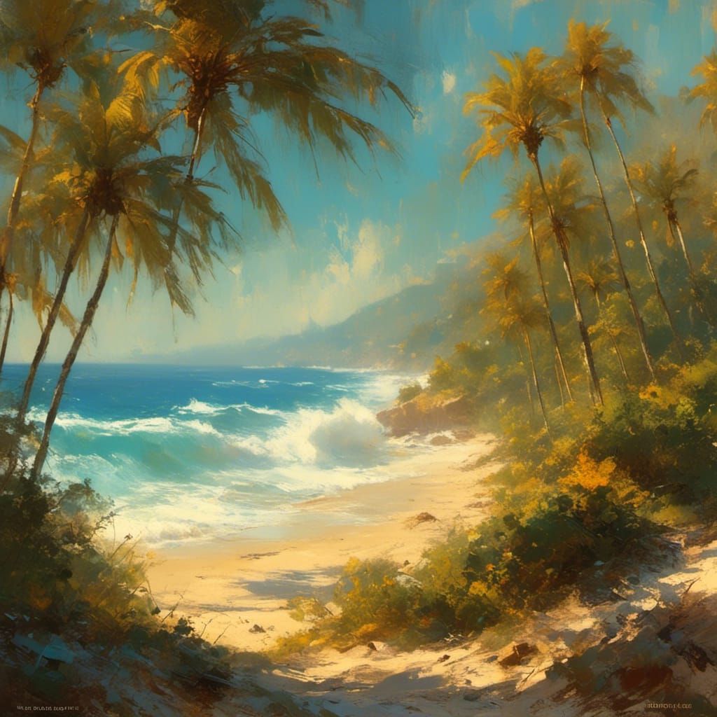 Vibrant Coastline Scene in Hudson River Style