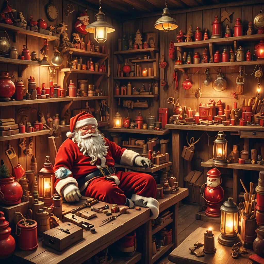 Santa Claus at Work: Festive Concept Art