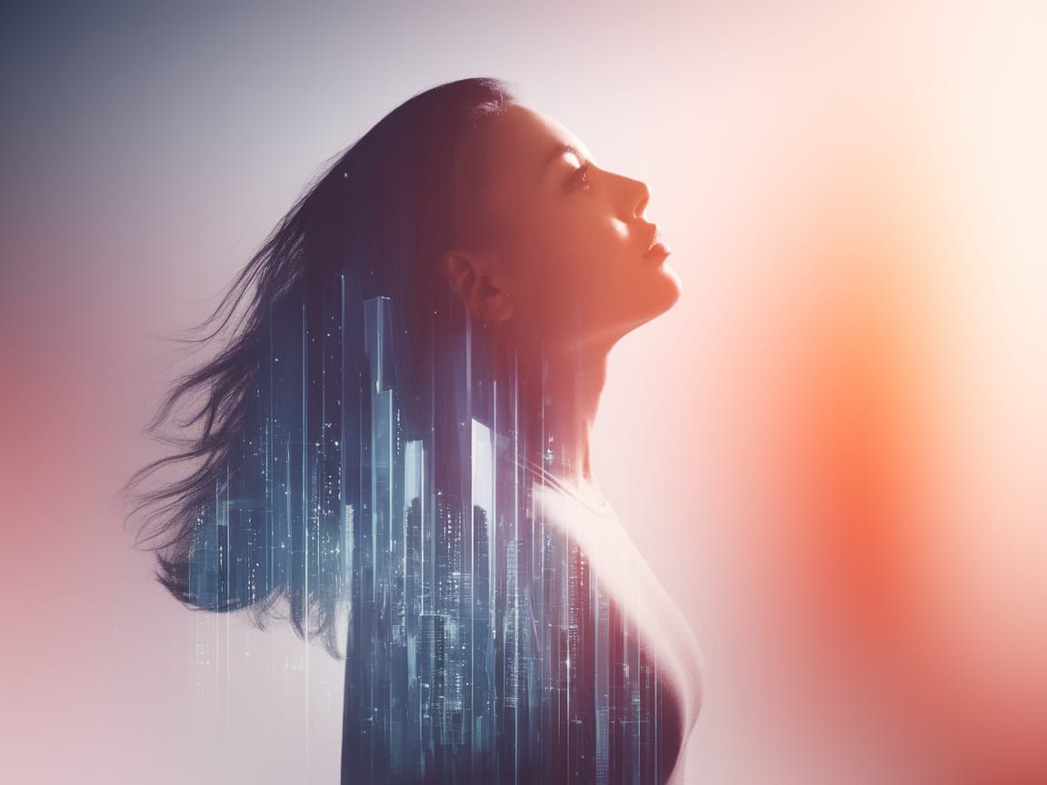 Serene Cityscape Goddess in Soft Focus