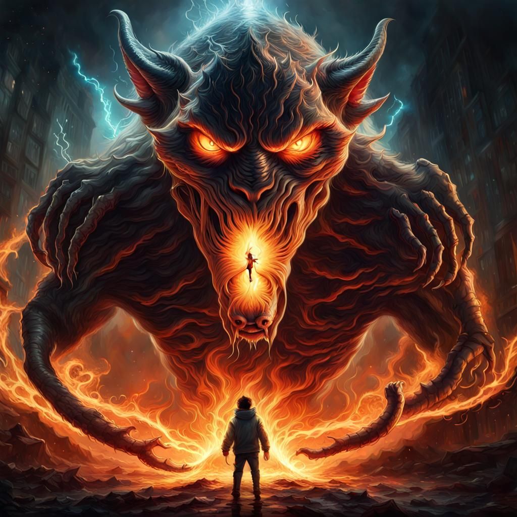 Fiery Demon Cat Summons Eldritch God