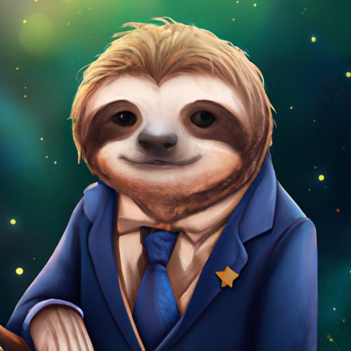 Chibi Sloth in Spacesuit Digital Illustration