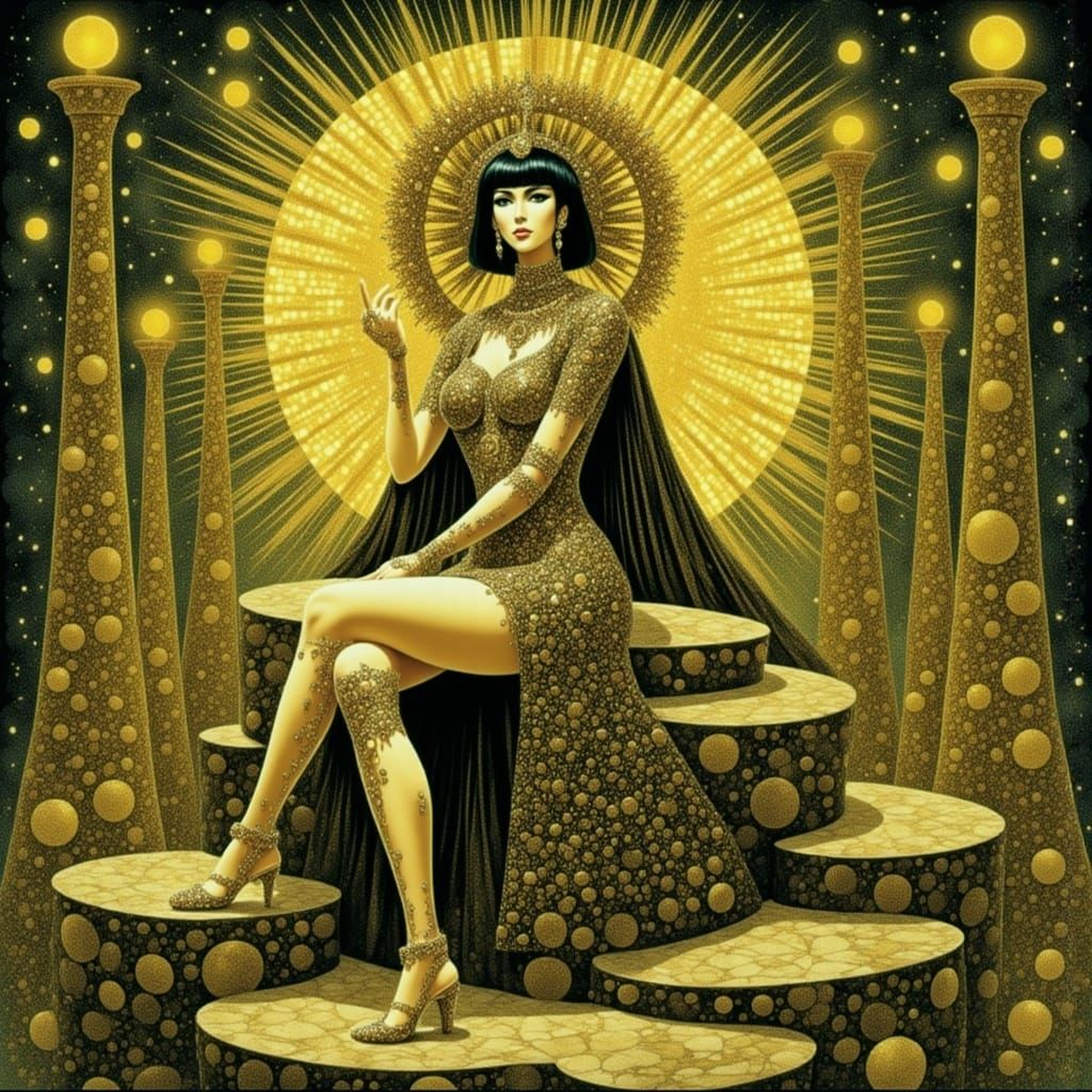 Feline Folk Ruler in a Whimsical Scene