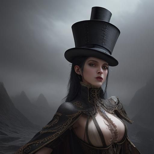 Dramatic Top Hat in Digital Matte Painting Style
