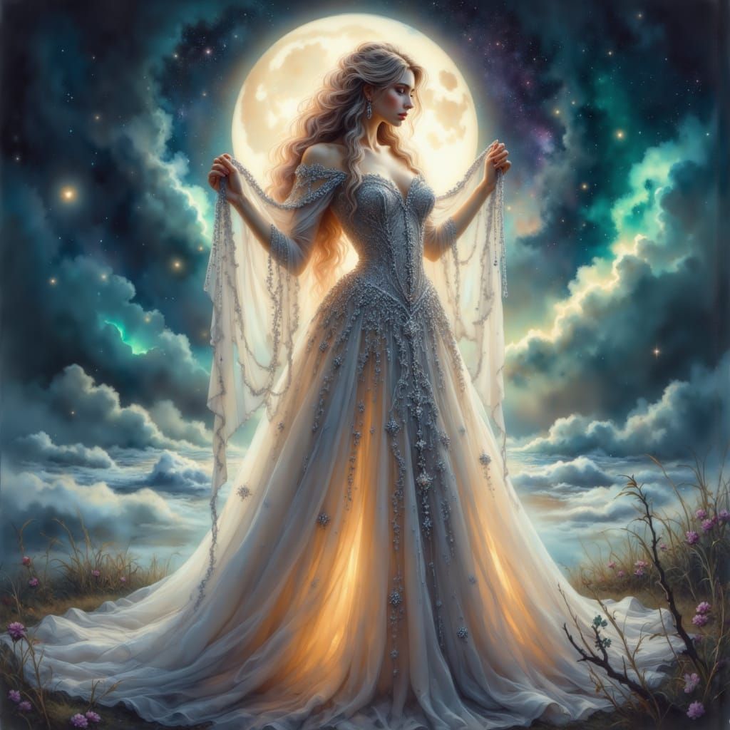 Queen of the Moon in Noctilucent Moonscape