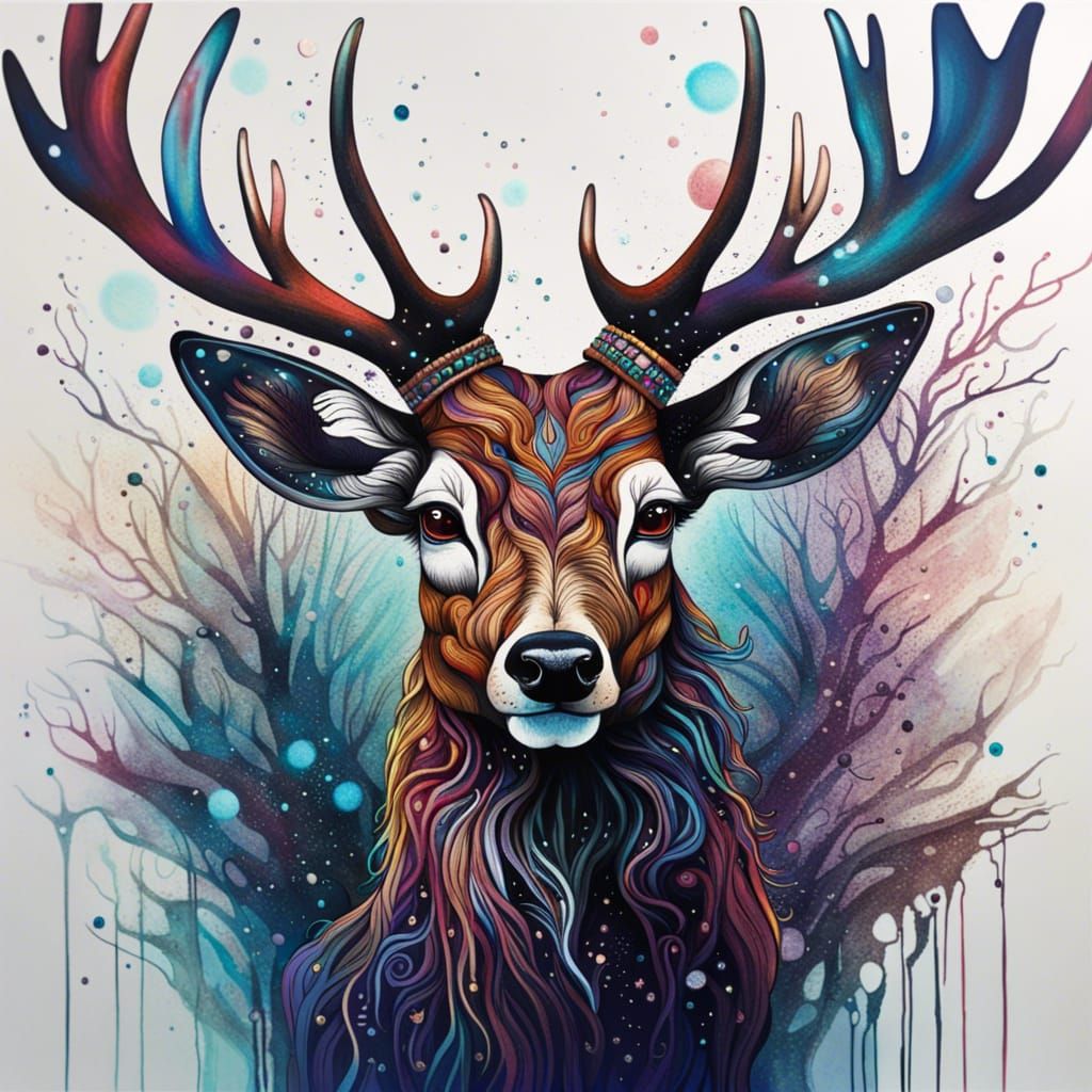Mystical Deer Creature Bending Time in Splash Art