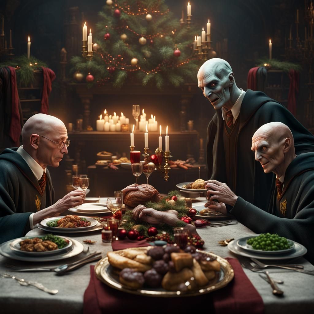 Harry Potter and Voldemort at Christmas Dinner