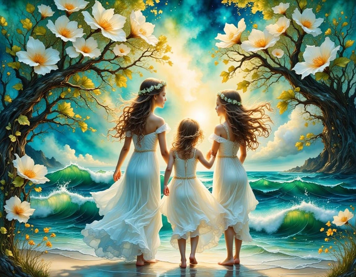 Sisters in Enchanted Beach Paradise