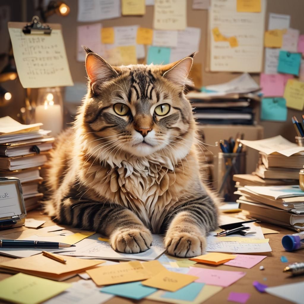 Lazy Cat Lounging in Dreamy Oil Painting