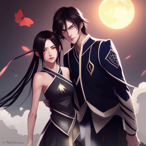 Lightning-Clad Figures Portrait in Dramatic Lighting