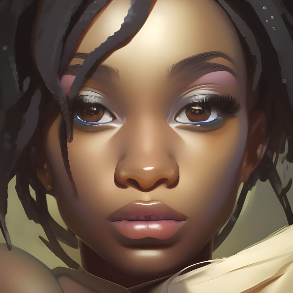 Anime-Style Portrait of a Black Girl