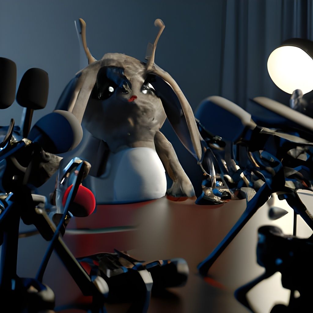 Frightening One-Eyed Rabbit Toy in Dark Room