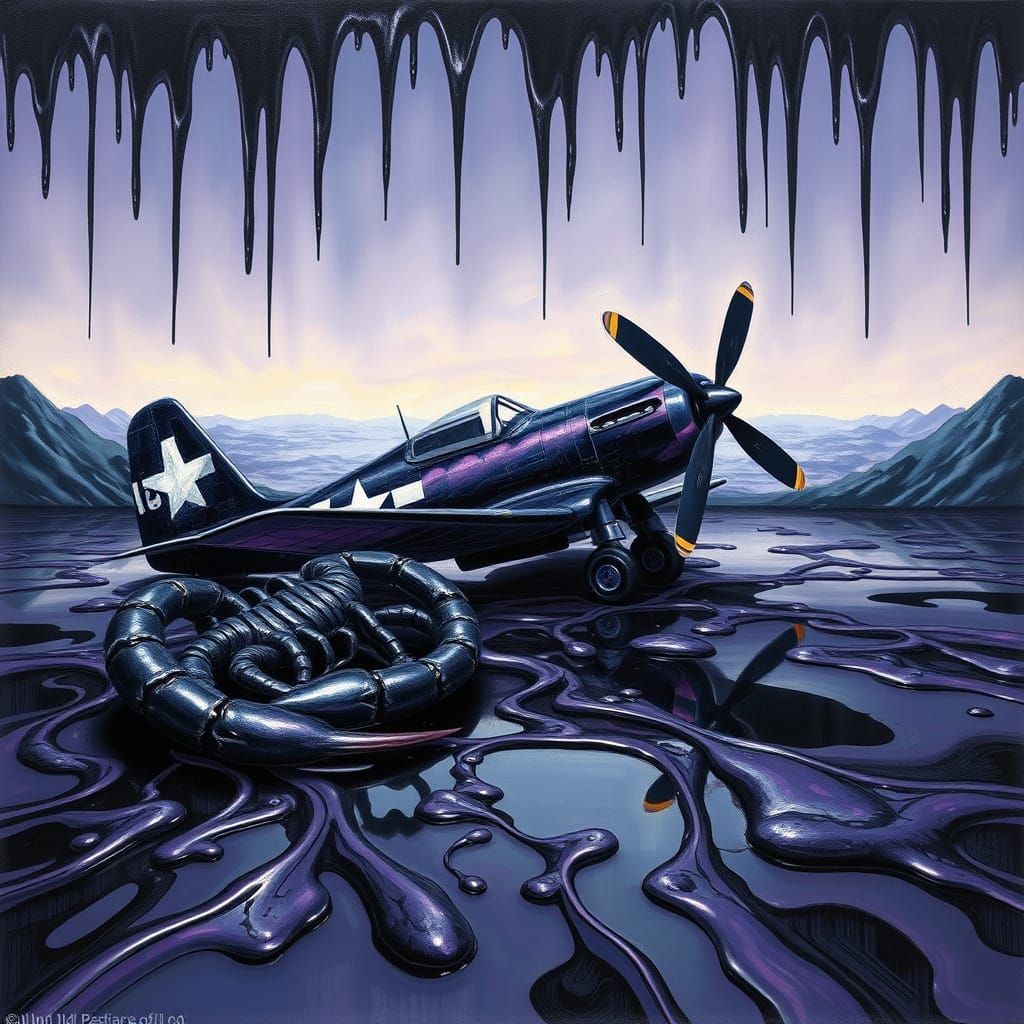 Grounded Corsair Scorpion Fusion in Oil Painting Style