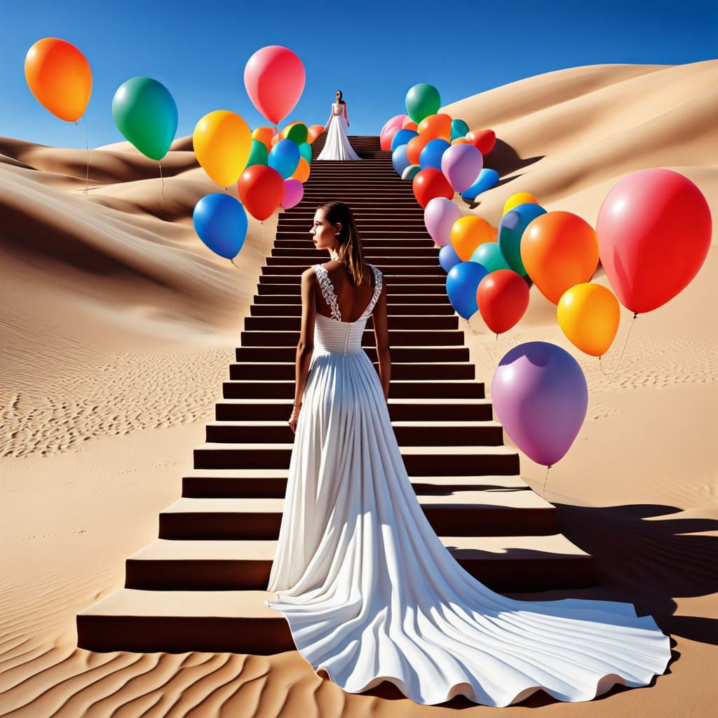 Surreal Desert Fashion Show with Optical Illusion and Worldv...