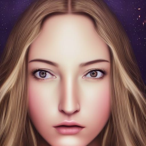 Ethereal Blonde Woman in Cosmic Serenity