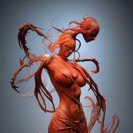 Dark Fantasy Kidney Sculpture in Deep Color