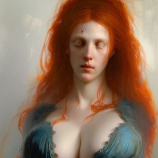 Redhead Horror Portrait in Engraving Style