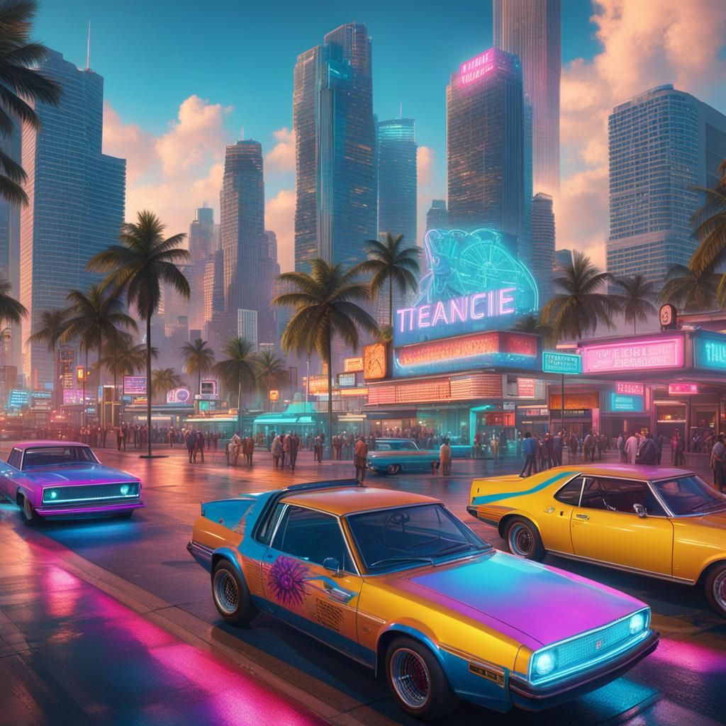 Time Traveling Woman on Miami Beach in 1980s