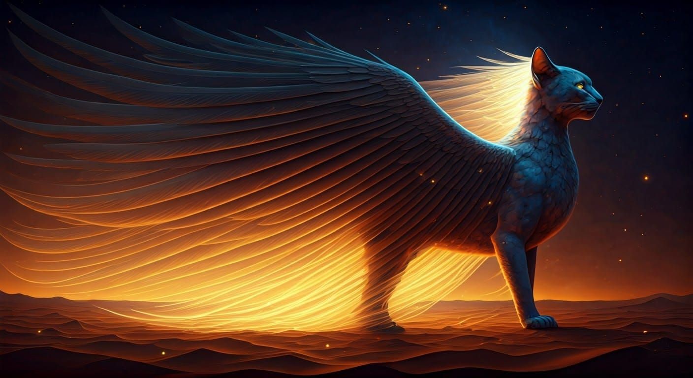 Winged Sphinx in Surrealist Style