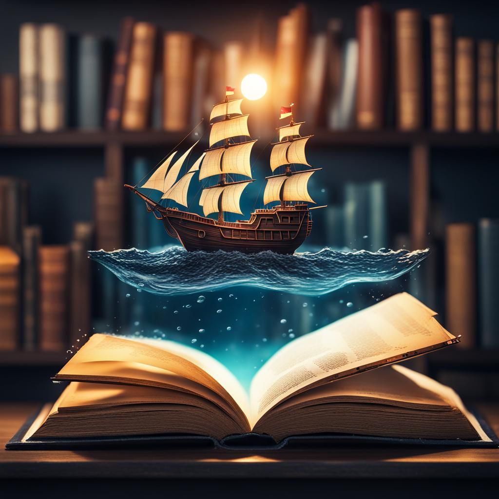 Ocean Landscape Inside Open Book