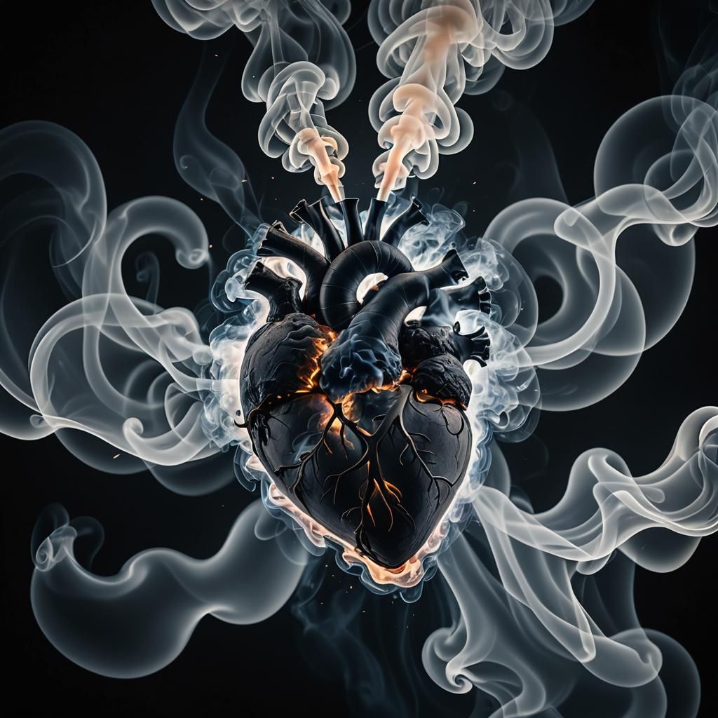 Mystical Smoke Heart in Dramatic Lighting