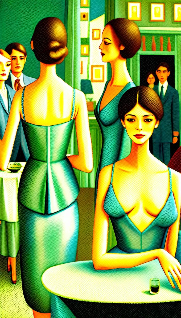 Elegant Women Socialising in a Soothing 80s Atmosphere