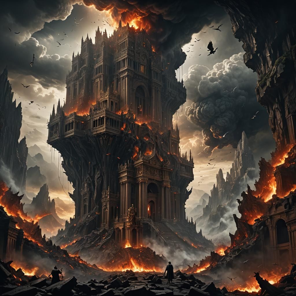 Epic Digital Heaven vs Hell Landscape