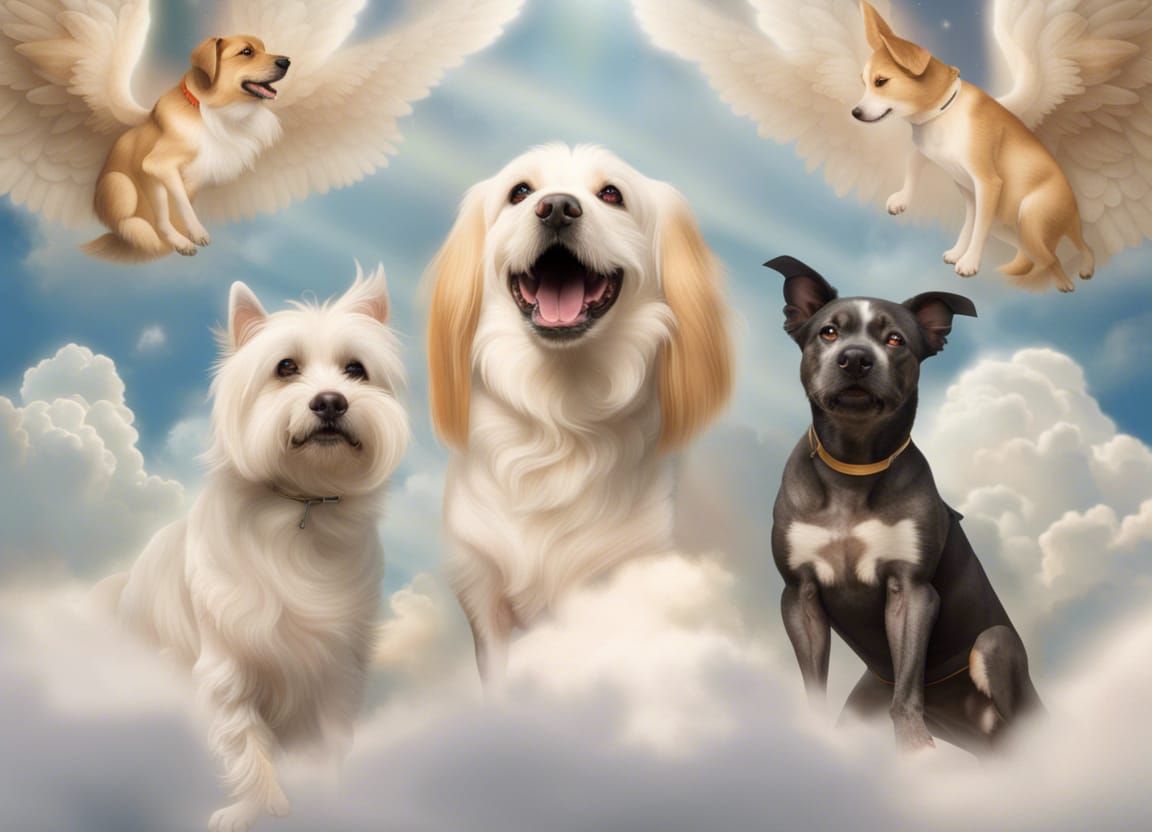 Dogs as Angels in Heaven Cartoon