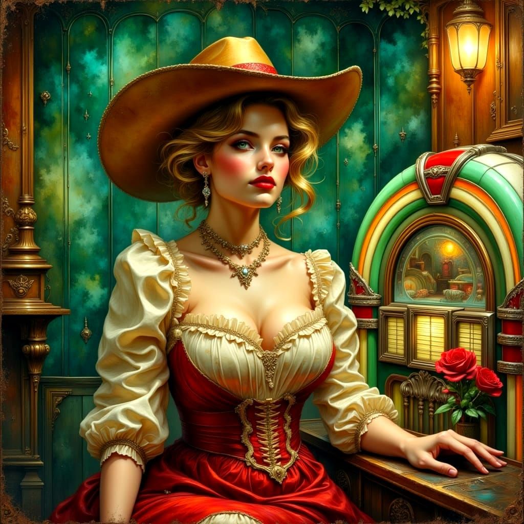 Saloon Bar Starry Night Impasto Oil Painting