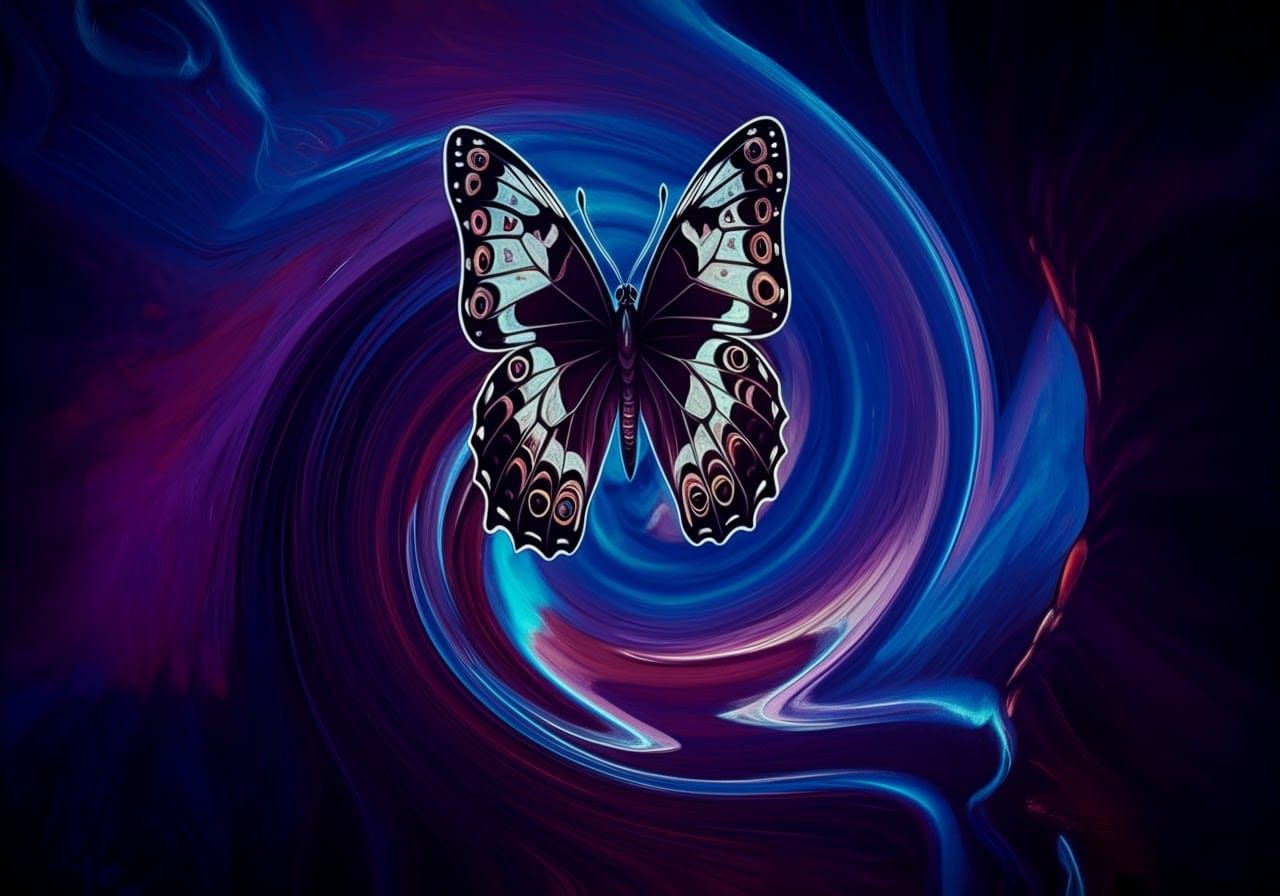 Surreal Butterfly in Distorted Nebula Dreamscape