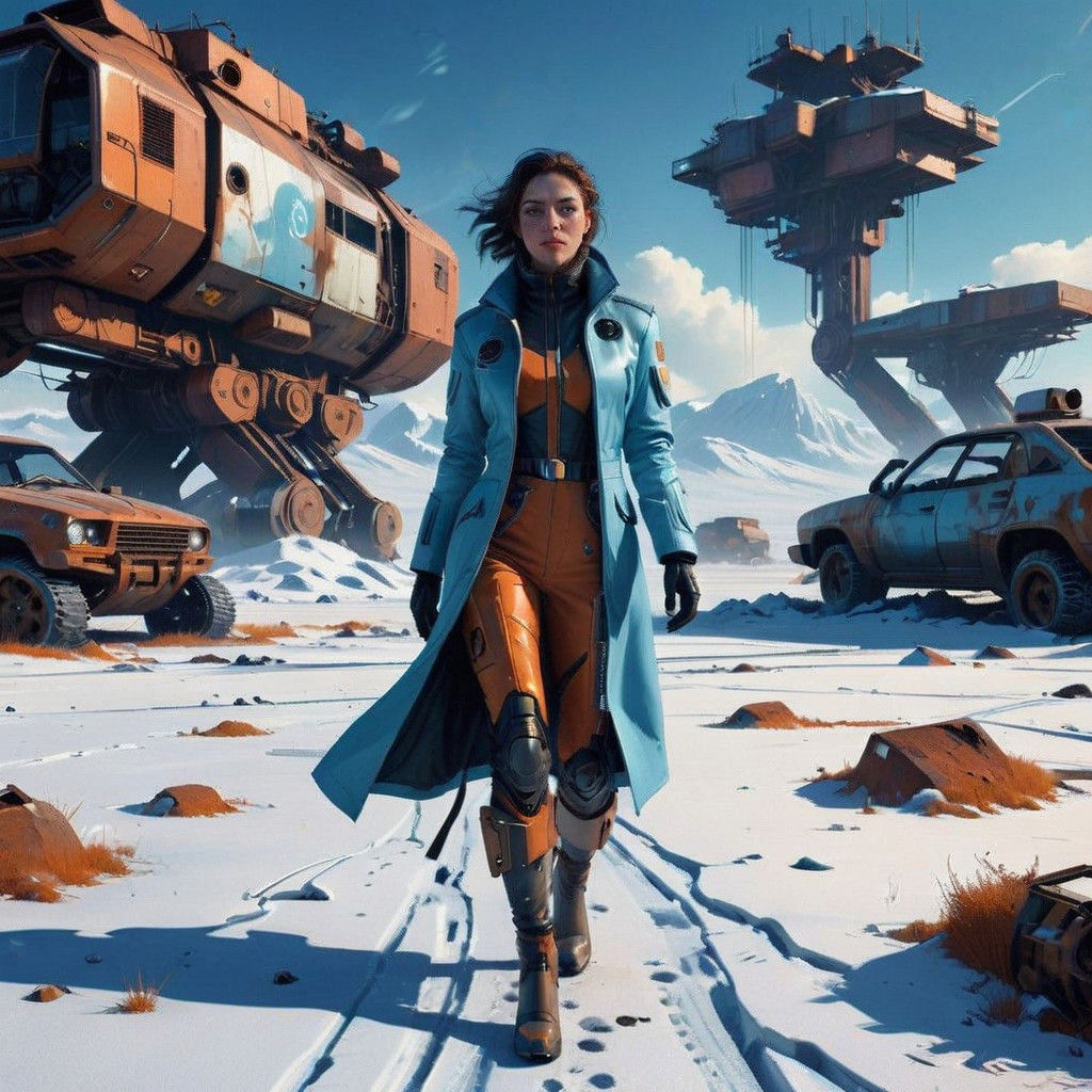 Cyberpunk Survivor Emerges from a Bleak Post-apocalyptic Ice...