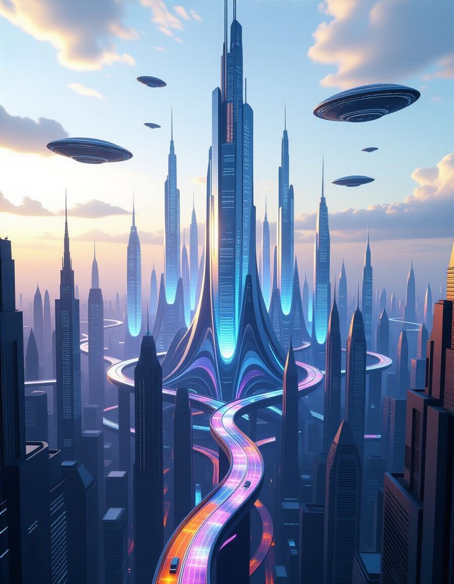 Futuristic Hypercity of Alien AI Architecture