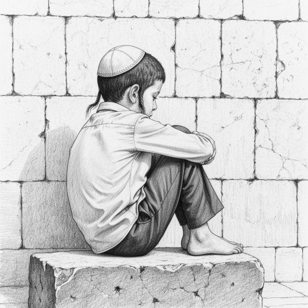 Contemplative Boy: Realistic Pencil Sketch Portrait