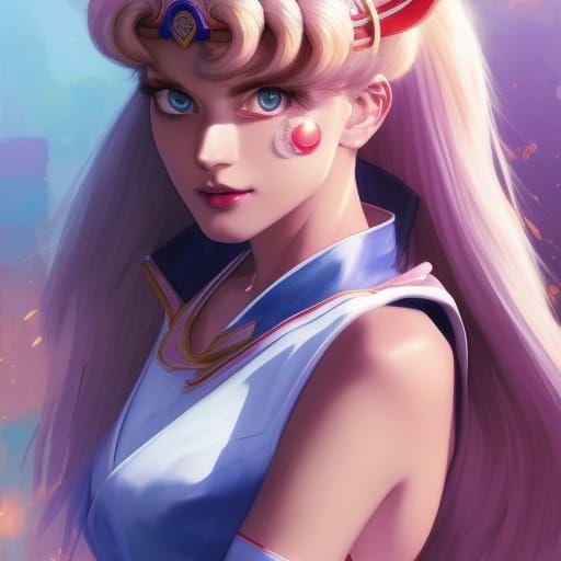 Sailor Moon Portrait in Hyperdetailed Anime Style