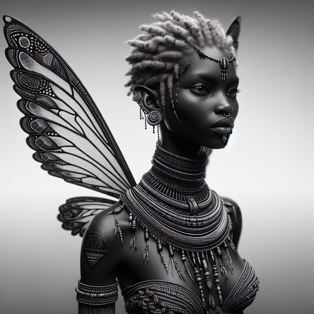 Hyperrealistic Portrait of African Tribal Fairy
