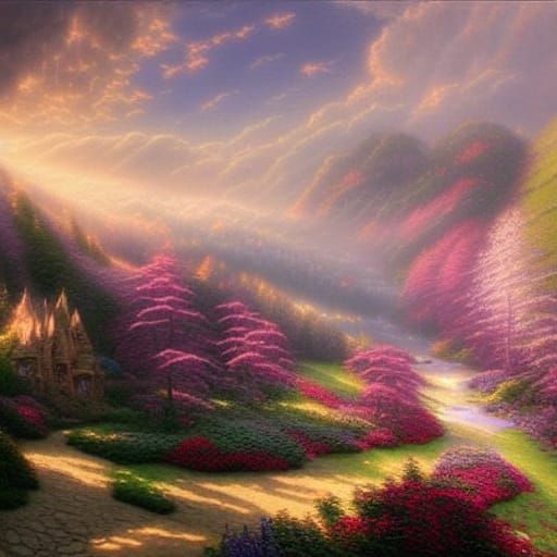 Ethereal Fantasy Landscape in Hyperdetailed Mist